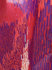 100% Silk Vibrant Red , Purple & White Abstract Fabric 1 Yard 56″ Wide