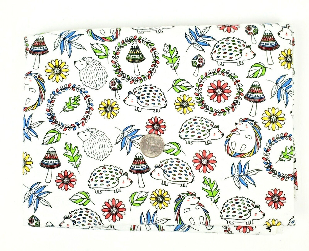 Super Snuggle Flannel Baby Fabric Porcupines Mushrooms 30″ x 42″ Pre-Shrunk