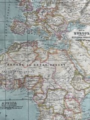 1/2 Metre (20”) Textiles Vilber World Map Wide Width Fabric Made In Spain