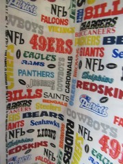 N.T.T. INC. NFL FOOTBALL ALL TEAMS NAMES COTTON FABRIC VTG. 1994 SBTYX59