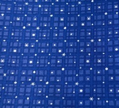 Blue Cotton Fabric Square Star & Grid Pattern 9″x44″ Sewing Quilting Crafting