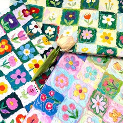 150cm Colorful plaid cotton fabric Non-fading For Top Shorts Headband Bedding