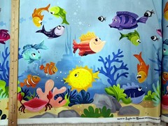 By 24″ Repeat Generic Susybee Under The Sea Fish Border Cotton Fabric 2/3 Yard