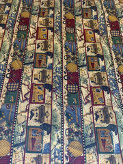 Vintage Travel Themed Fabric By Debbie Mumm For SSI Luggage Maps Blue Cream BTY
