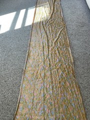 Vintage woven fabric 5 yard lot Polyester 28” Wide 60s Orange Blue Satin shiny