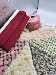 Vintage handstitched PINK Slow Stitch Junk Journal Kit Craft Sewing Buttons