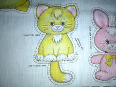 Vtg Spring Mills Cut & Sew Fabric Panel Pillow Animals Pastel Cat Dog Bear Bunny