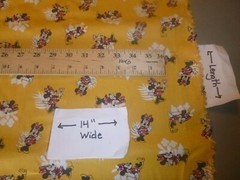 Minnie Mouse on Yellow Cotton fabric 14 INCHES WIDE and 36 inches long