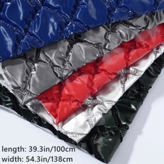 1M Wet Look Faux Leather Padded Fabric PU Quilted Cloth Puffer Coats Sewing