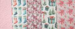 Christmas Fabric Bundle of 5 – 1/2 Yd x 42″ Each Cut 100% Cotton NEW