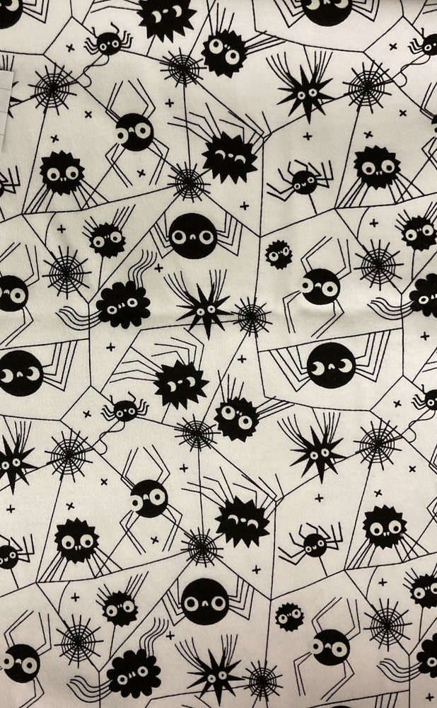 3/4 Yard Spiders On white Cotton Knit