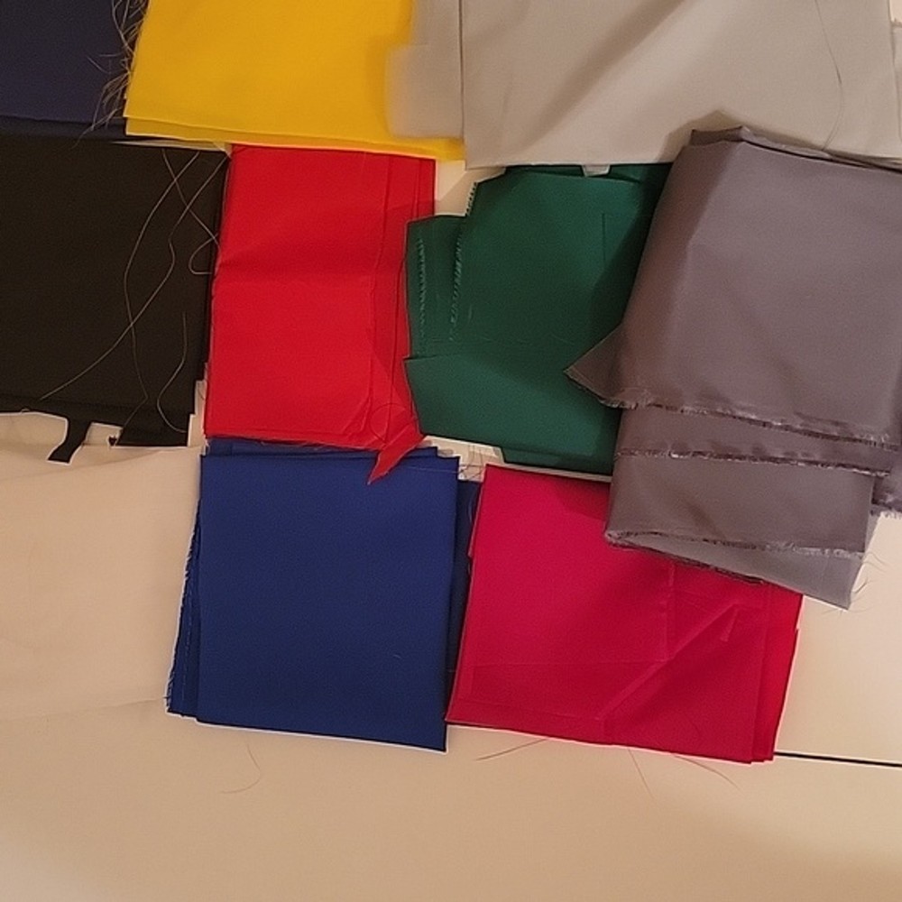 Lot of various colors heavyweight flag material. 10 colors. Various sizes.