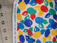 1993 Button Flowers Red Yellow Blue Green Cotton Fabric 1 Yd 16 In.