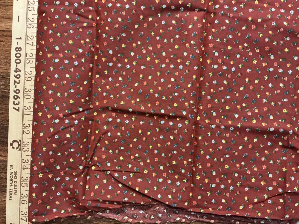 Cotton Calico Fabric Mini Flowers on Rusty Brown 72in x 37in Wide