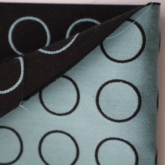 Vintage MCM Maharam Upholstery Fabric, Blue, Brown “Repeat Dot Ring” 10.5 yds
