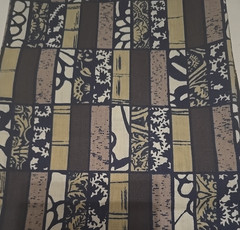 Vintage Cotton Fabric 1 Yard X 60″ Black Brown Tan Sewing Quiting Crafting