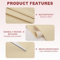 63×39.4in Faux Leather Sheets, Faux Leather Fabric Vinyl PVC, Beige