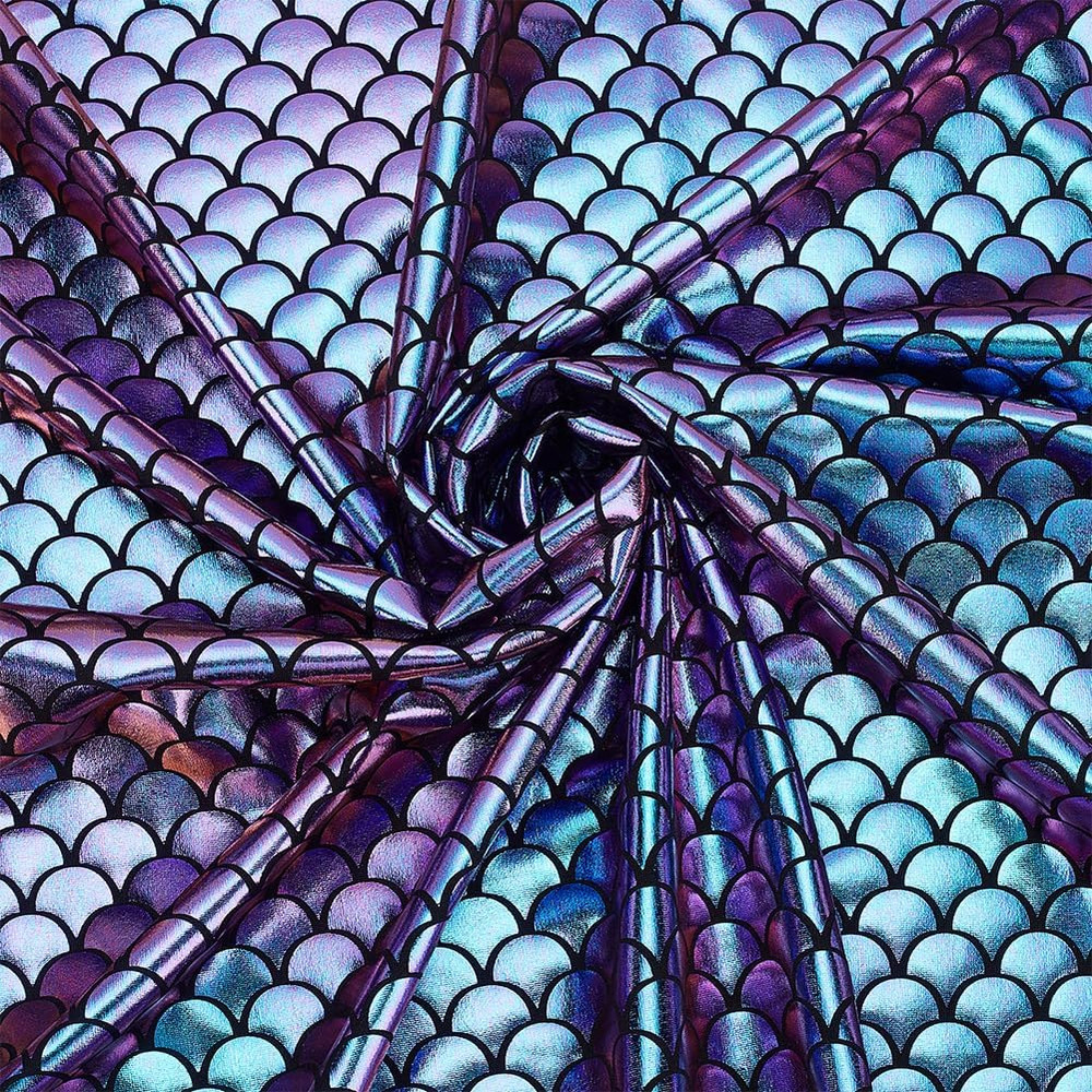 Mermaid Scales Fabric 39.4X59 Inch Sea Green Hologram 2 Way
