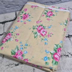 Fabric Traditions Floral Pink Roses Yellow Background 44″ By 3 Yards Grannycore