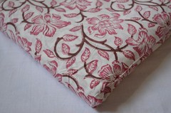 5 Yard Hand Block Print Floral Fabric 100%Cotton NO TARRIF CHARGES 100%✅ZK_211