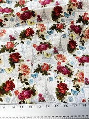 Paris Postcard By Buttercream Shabby Chic 100% Cotton Quilting 1/2 Yard Rose