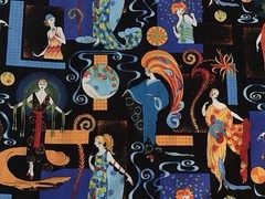 NEW Erte Revisited Woodrow Studio London England Art Deco Cotton Fabric 2.75 yds