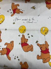 Vintage 1970s Sears Pooh How Sweet to be a Cloud Fabric 36″ X 44″ Medium Weight