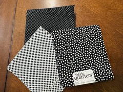 Lot of 3 Black White POLKA DOT COTTON FABRICS 1/4 YD & 2 FQ NEW Quilt Sew Doll