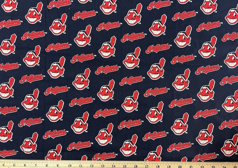 VINTAGE Cleveland Indians Guardians MLB, 100% Cotton Fabric, (12”x57”) Prewashed