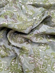 LIME GREEN GOLD Floral Metallic Brocade Fabric Sold By The Yard FOR DRESS