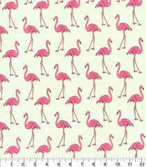 FAT QUARTER FABRIC PINK FLAMINGO BEACH DIVAS FLAMINGOS ON CREAM BIRD COTTON FQ