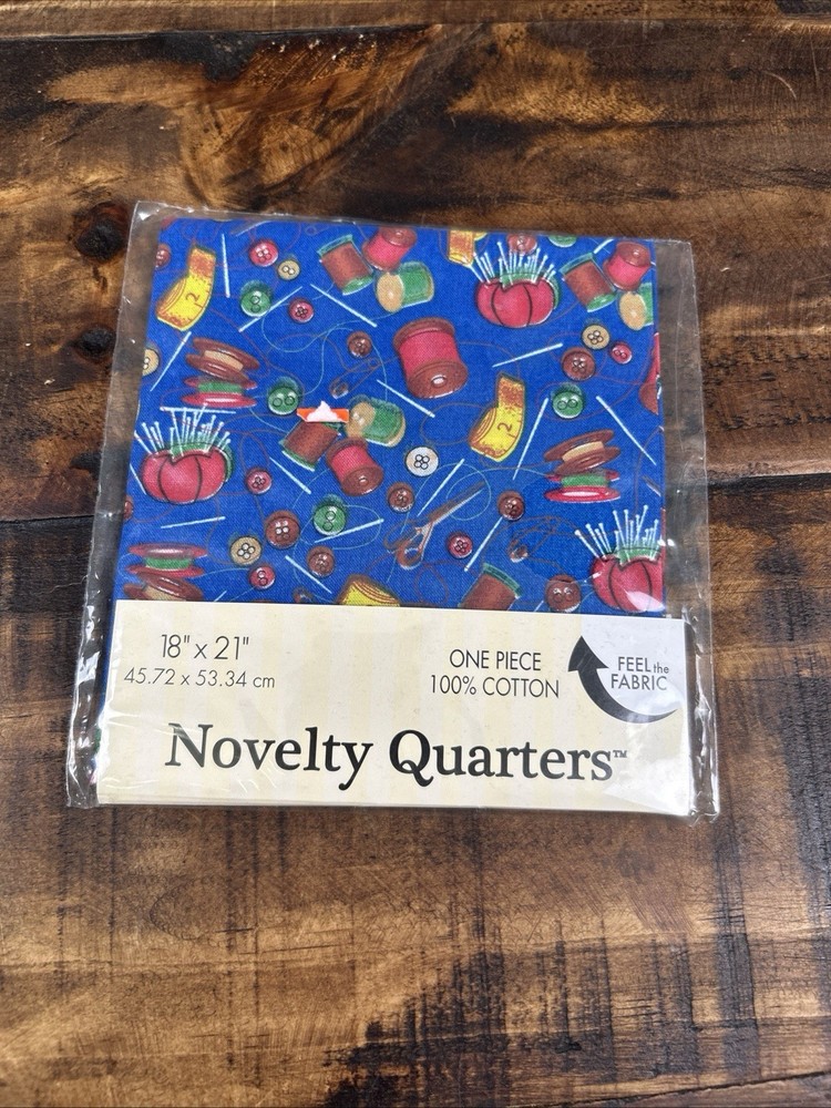 Jo-Ann Fabric Quarters 18×21 inch Novelty Cotton Spools Thread Needles