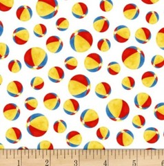 1 Yard Of Beach Balls 100% Cotton Fabric By Coastal Kitty Collection 