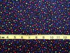 1 yd 100% Cotton Fabric Black with Multi-Colored Dots by Fabric Traditions