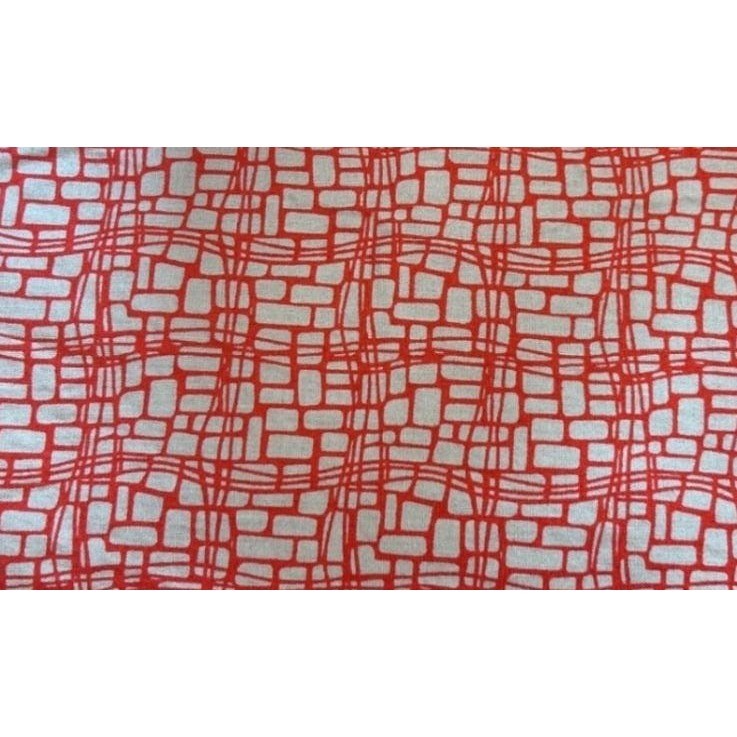 P&B Textiles Urban Classics Nancy Mahoney Fabric Red White Geometric Grid