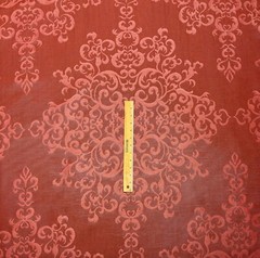 DONGHIA FIAMMA RED FLORAL MEDALLION JACQUARD FURNITURE FABRIC BY YARD 55″W