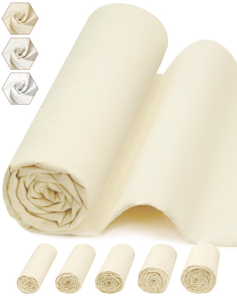 FIVEIZERO 100% Cotton Muslin Fabric by The 1 yard pre cut, Natural Unbleached