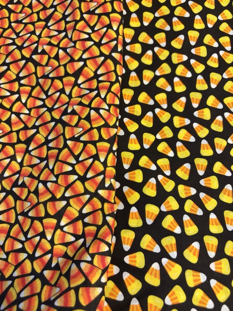 SEWING FABRIC*CANDY CORN*2 DIF PCS(ALMOST 10 YDS)*SEE SIZES IN DESCRIPTION*NEW