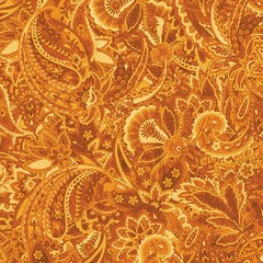 BENARTEX – Harvest Beauty By Kanvas Studio – Paisley Scroll – Golden Amber ,1/4