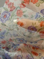 Floral Mesh Tulle Fabric 5 Yards x 46” Sheer Multicolor Dress Sewing Craft