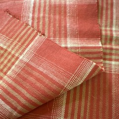 Red & Cream Plaid Cotton Fabric Piece – Cotton Material, 53”x 60”