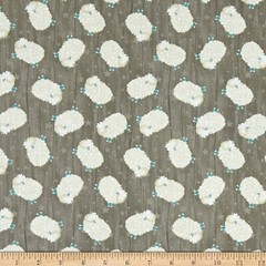 Dark Grey Tossed Sheep # 82581-914 Fabric on Gray Background- New Print!