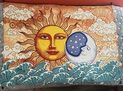 Dan Morris Sunshine Joy Fabric Art Wall Hanging Sun Moon Ocean Tapestry BOHO