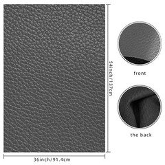 Faux Leather Gray PU Leather Fabric 36″ x 54″ 1 Yard 0.8 mm Thickness Synthet…