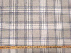 P Kaufmann KINTYRE NEWSPRINT Beige Gray Woven Plaid Designer Drapery Uph Fabric