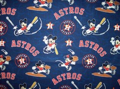 MLB Disney Mickey Mouse Houston Astros baseball cotton fabric 1/4yd, 9″ x 44″