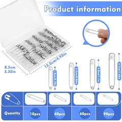 Mnuizu 200Pcs Safety Pins, 4 Size Heavy Duty Safety Pins for Clothes | 0.7inc…