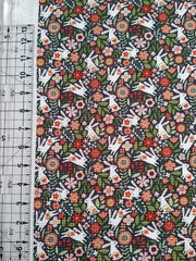 Bunnies & Floral Bullet Liverpool Fabric for Hair Bows 15″x15″ Easter Rabbits