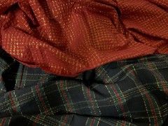 Christmas Cotton Lurex Plaid Fabric 2 Pieces Red/Gold and Black/Red/Green Gold