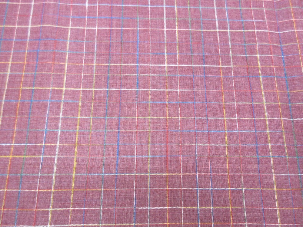3+ Yds Fabric Mauve Multicolor Plaid Polyester Blend 45 In Wide Lightweight